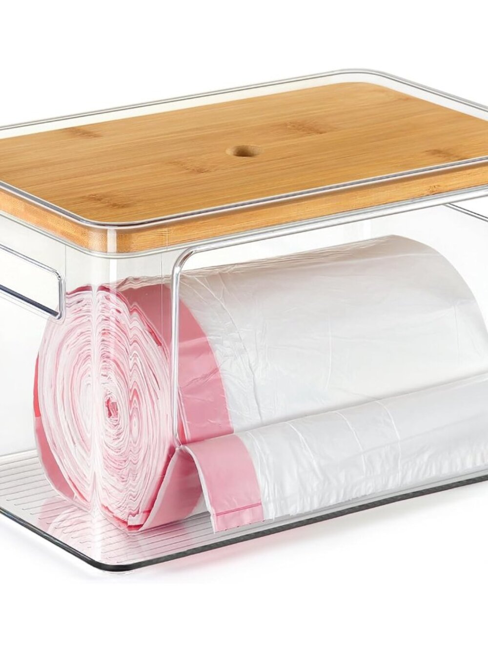 Stackable Storage with Bamboo Top for Laundry Room Organization, Extra Large Tra